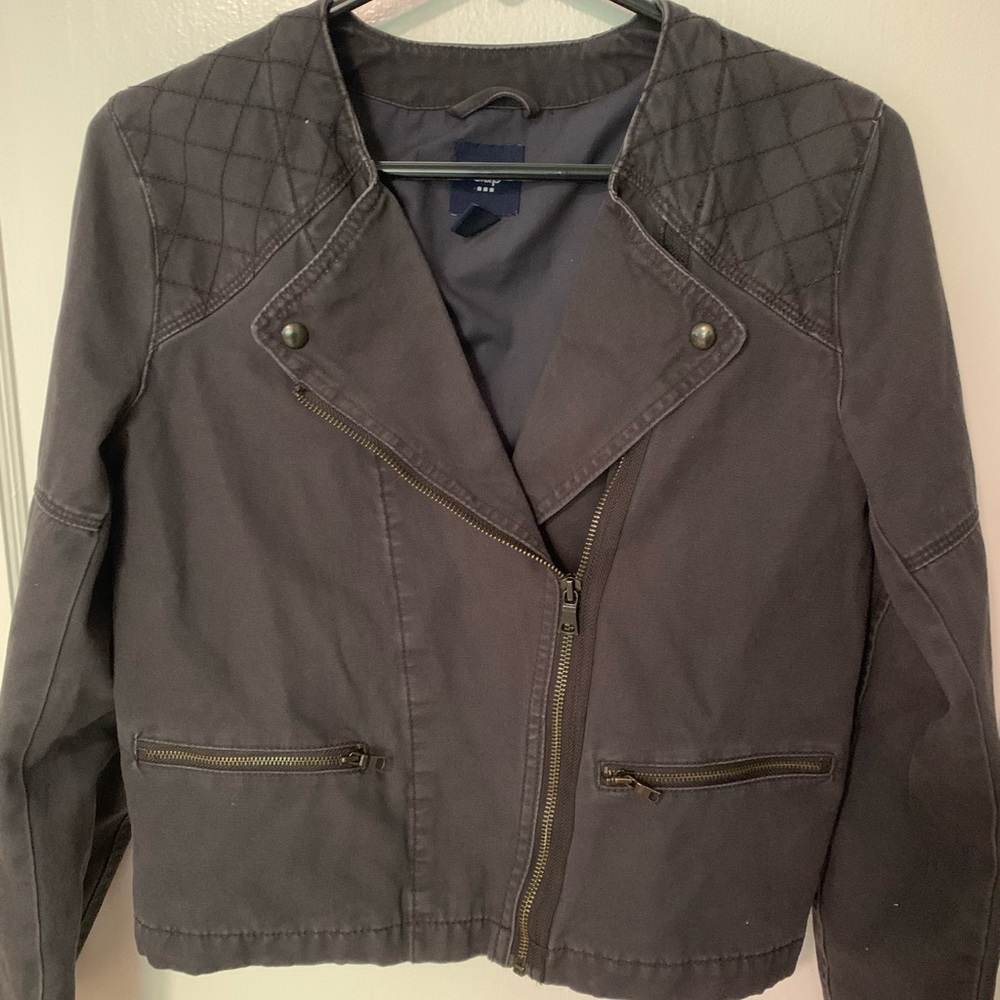 Black faded-wash Moto jacket